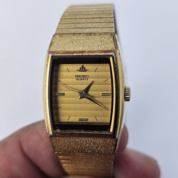 VTG Seiko Women Watch 20MM Gold Dial Bracelet Band‎ Up to 7.5\